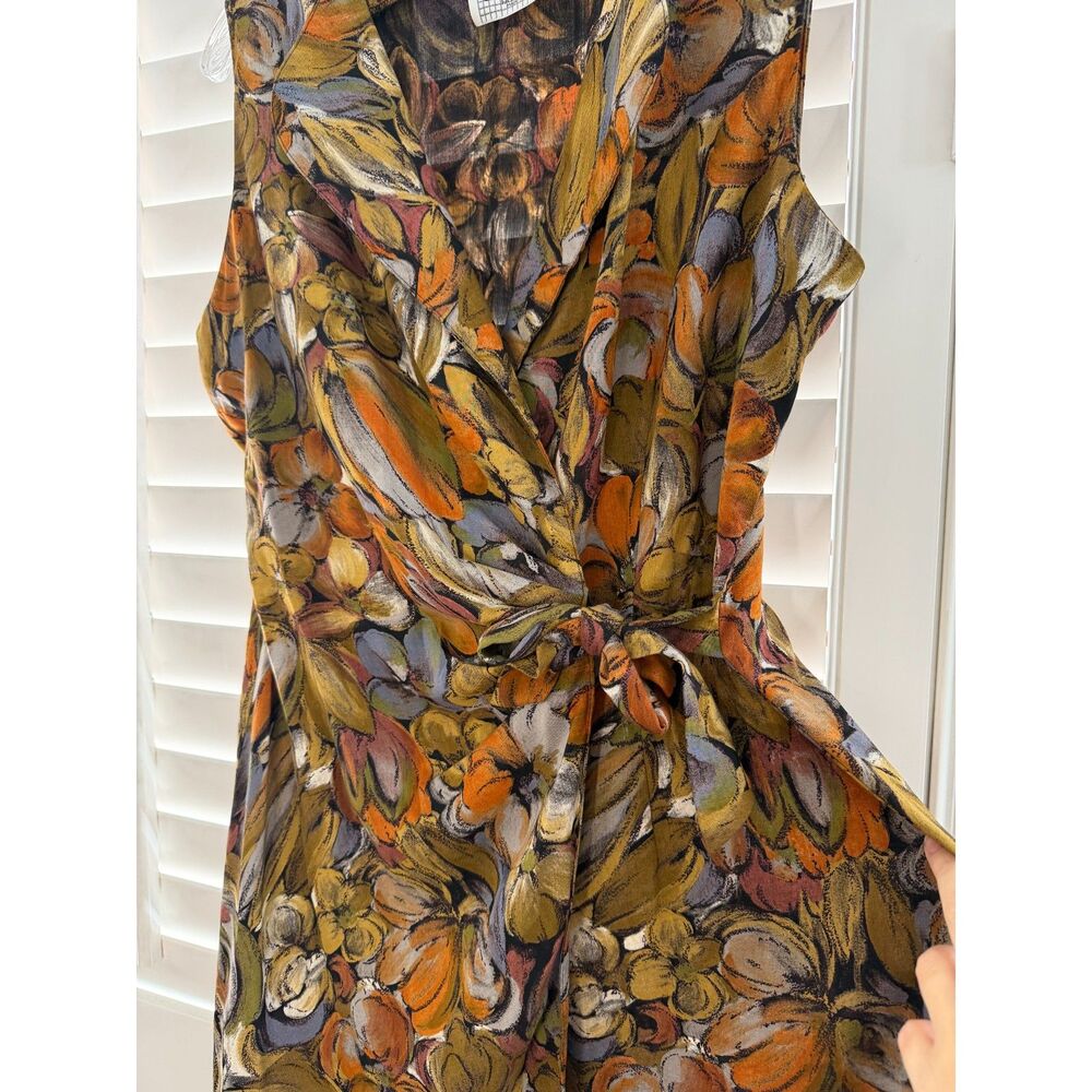 Vintage 80s 90s La Belle Fashions Abstract Floral Wrap Dress